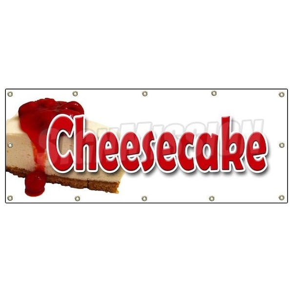 CHEESECAKE BANNER SIGN bakery crust cream cheese strawberry cake baker